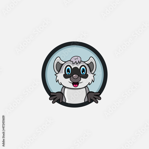 Funny Raccoon Head Character Design. Perfect For Logo, Label, Template and Icon.
