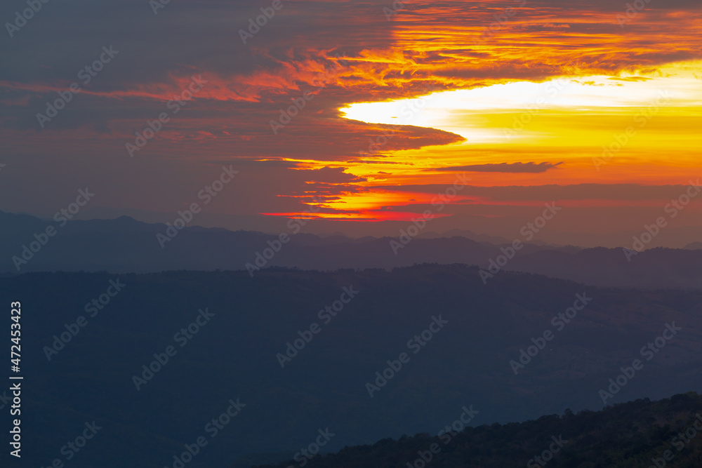 Obraz premium mountains and sky in the morning,Aerial view, landscape from the top of mountain