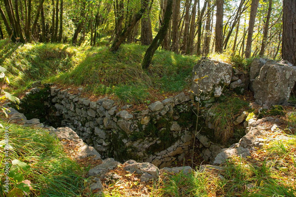 World War One trenches on Mount Skabrijel near Nova Gorica in Primorska, western Slovenia. They date from the battles on the Isonzo front
World War One trenches on Mount Skabrijel near Nova Gorica in Primorska, western Slovenia. They date from the battles on the Isonzo front
