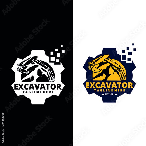 Excavator logo design. contruction. vector ilustration.