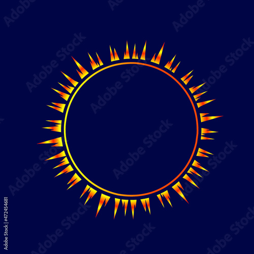 Eclipse logo line pop art potrait colorful design with dark background.