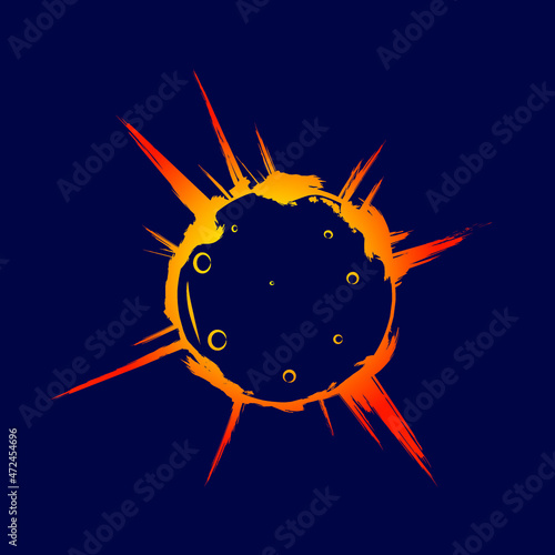Eclipse logo line pop art potrait colorful design with dark background.