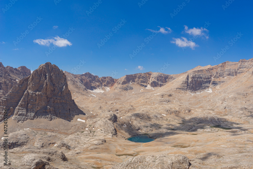 Naklejka premium Aladaglar is the holy place of mountaineers. Demirkazık Mountain, Yedigöller, Climbing tracks.