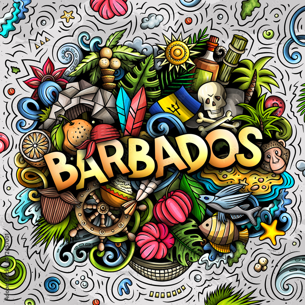 Obraz premium Barbados hand drawn cartoon doodle illustration. Funny local design.