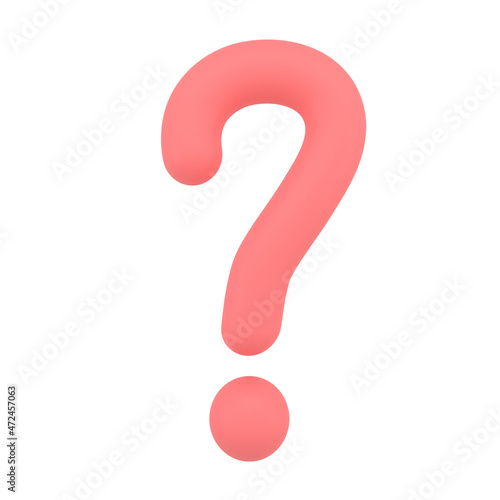 Red question mark sign 3d rendering, 3d illustration.
