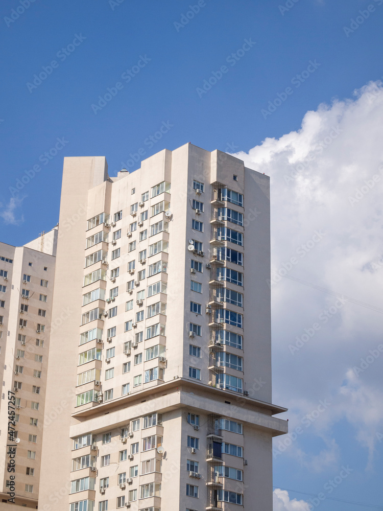 Side view of a high-rise building.