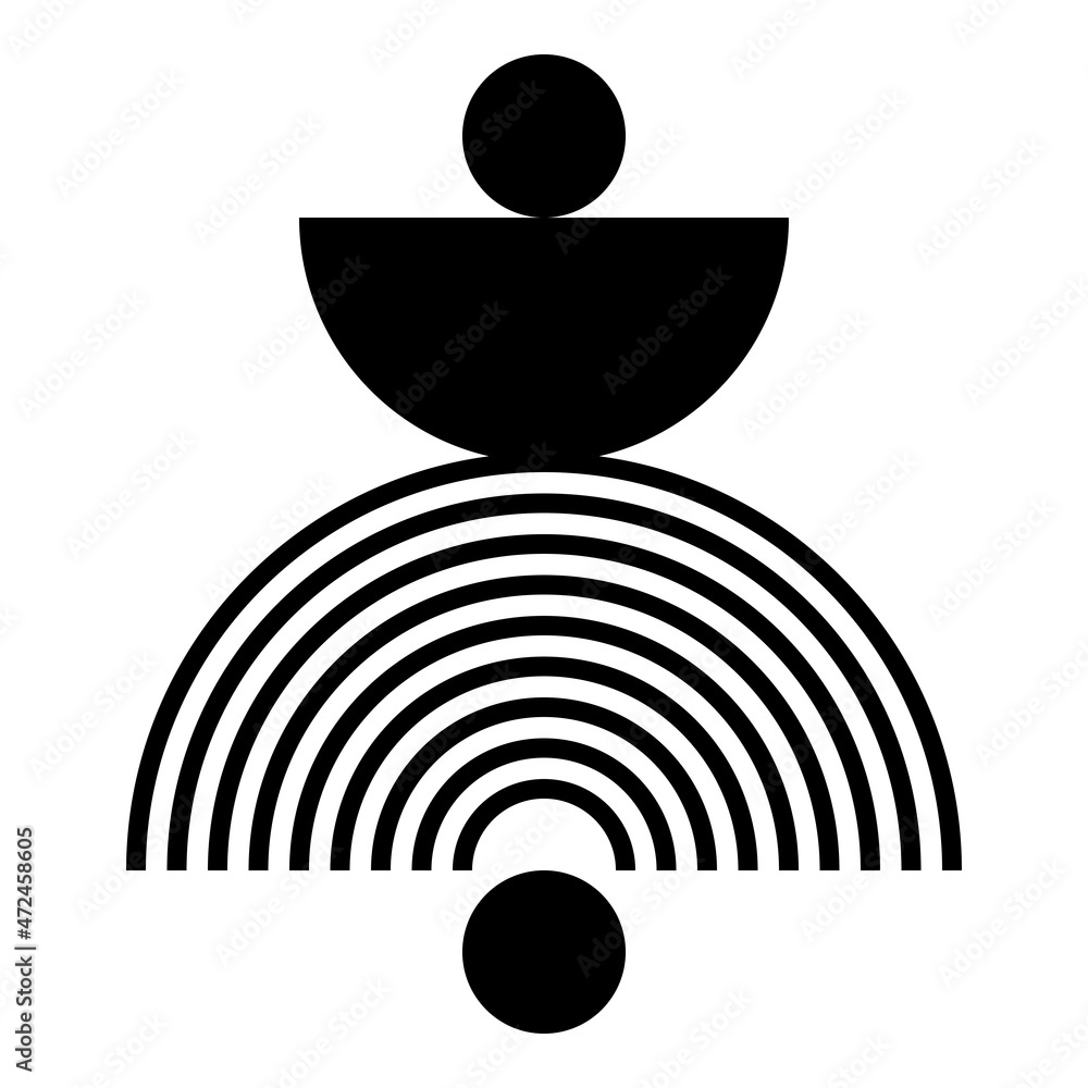 Mid Century Modern Black And White Geometric Element. Black And White