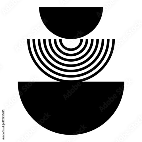 Mid Century Modern Black And White Geometric Element. Black And White Modern Poster. Abstract Wall Art. Digital Art Of Interior Decoration For Print