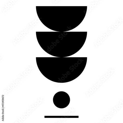 Mid Century Modern Black And White Geometric Element. Black And White Modern Poster. Abstract Wall Art. Digital Art Of Interior Decoration For Print