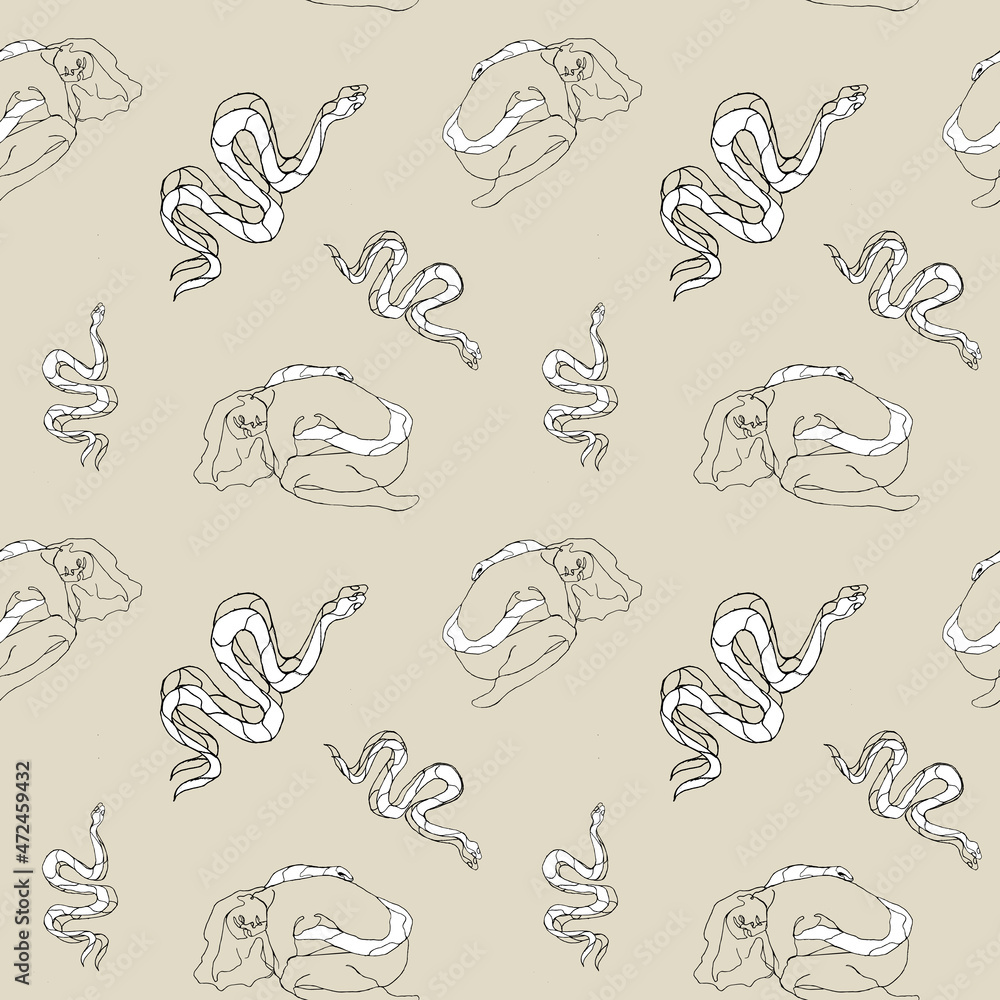 Seamless pattern with snake