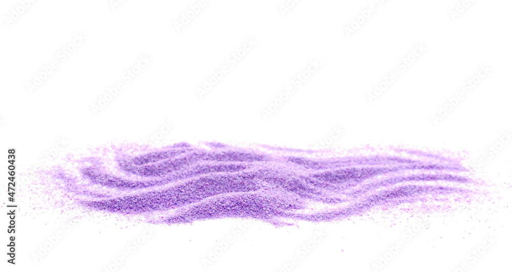 Color purple sand pile isolated on white background, side view Color purple sand pile isolated on white background, side view