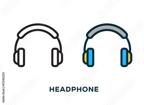 Wireless Headphone Vector logo Illustration Minimal Pictogram Color Flat Line Outline Stroke Icon