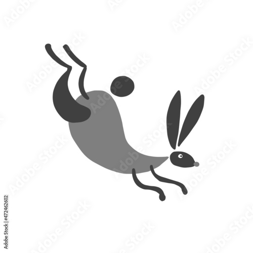 Funny Art Rabbit isolated on white for your design