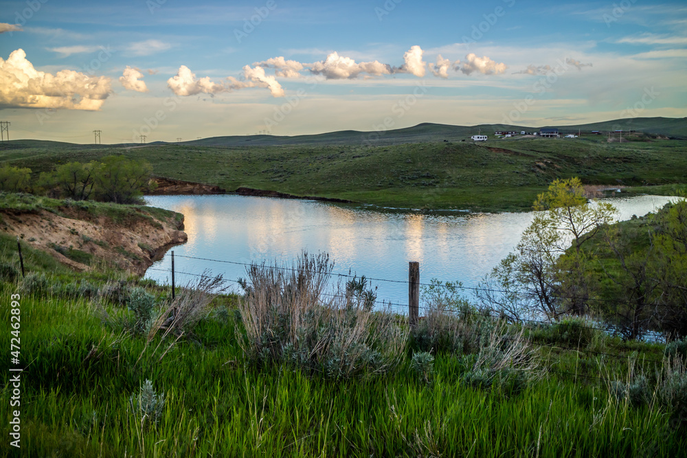 A beautiful lake park in Mikesell Potts Recreational Area, Wyoming
