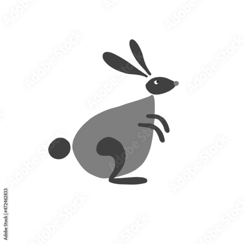 Funny Art Rabbit isolated on white for your design