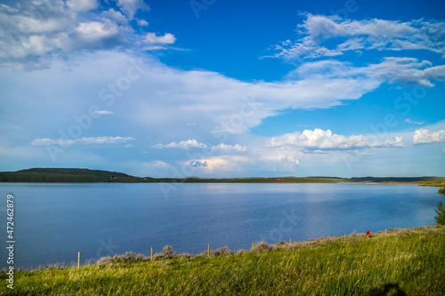 A beautiful lake park in Mikesell Potts Recreational Area, Wyoming