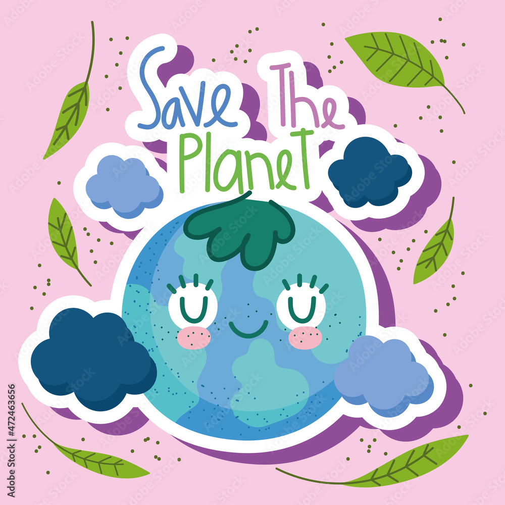 Fototapeta premium save the planet cute map