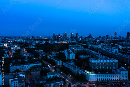 Beautifu evening panoramic aerial drone view to the Center of mo