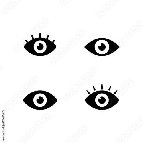 Set glyph icons of eye isolated on white