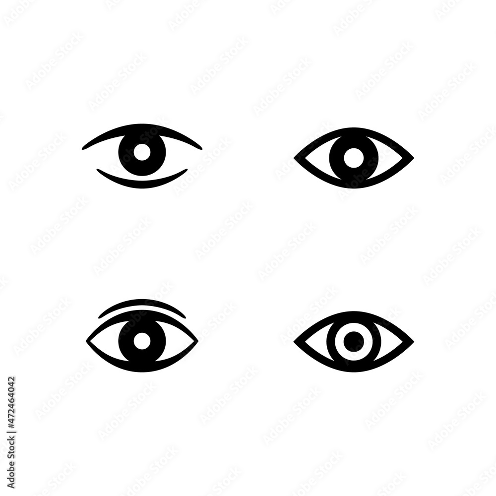 Set glyph icons of eye isolated on white