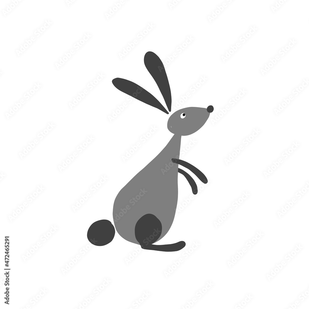 Funny Art Rabbit isolated on white for your design Funny Art Rabbit isolated on white for your design