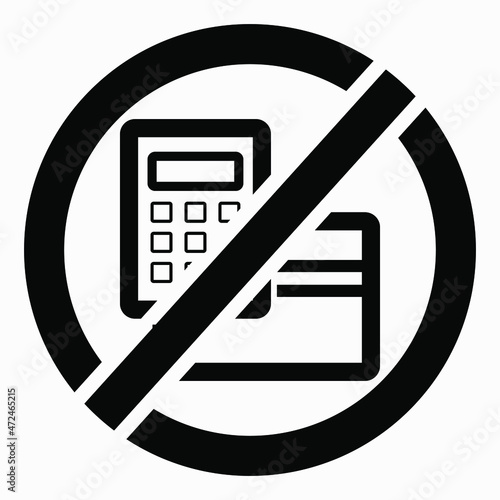 Symbol for prohibiting card payments. There is no cashless payment. Cards are not accepted. Commercial line vector icon for websites and mobile minimalistic flat design.