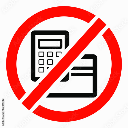 Symbol for prohibiting card payments. There is no cashless payment. Cards are not accepted. Commercial line vector icon for websites and mobile minimalistic flat design.