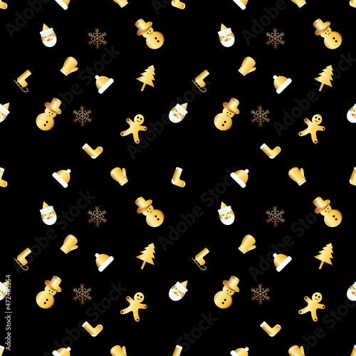 seamless christmas pattern created in golden gradient. christmas repeat pattern for gift cover, packaging, wrapping paper, fabric.