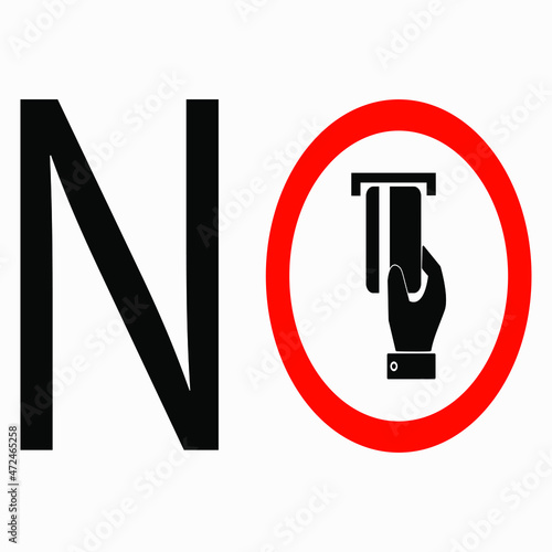 Symbol for prohibiting card payments. There is no cashless payment. Cards are not accepted. Commercial line vector icon for websites and mobile minimalistic flat design.