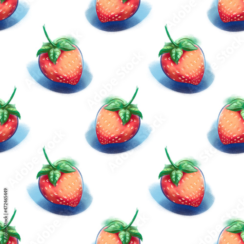 Fototapeta Naklejka Na Ścianę i Meble -  Strawberry abstract hand drawn seamless pattern on white  background for typography, textiles or packaging design. 