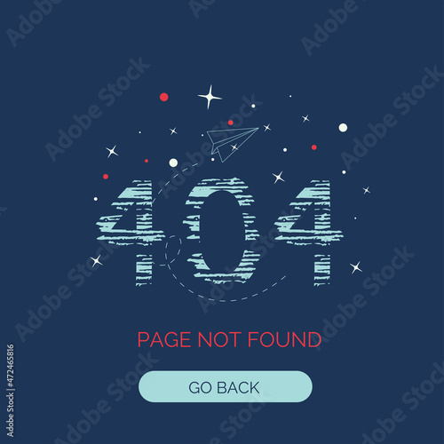 Wallpaper Mural 404 error page not found. Concept for website with texture numbers, paper plane and star. Flat vector illustration on blue background Torontodigital.ca