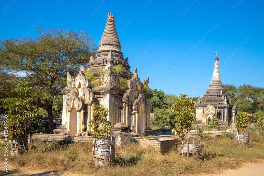 Fototapeta premium An ancient abandoned Buddhist temple in a thicket. Old Bagan, Myanmar (Burma)