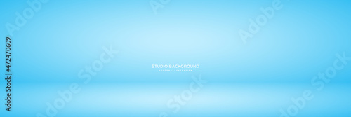 Blue long pastel studio abstract background with spotlight effect. Product showcase backdrop. Stage lighting. Vector illustration.