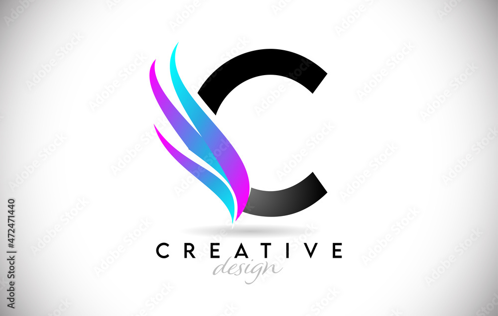 Letter C Logo with creative gradient swooshes. Creative elegant letter C with colorful vector Icon Letter C Logo with creative gradient swooshes. Creative elegant letter C with colorful vector Icon