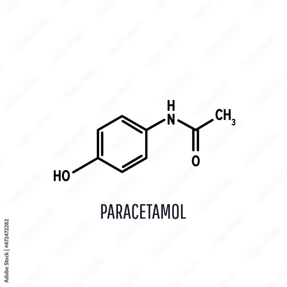 Paracetamol molecular structure on white background. Vector illustration Paracetamol molecular structure on white background. Vector illustration