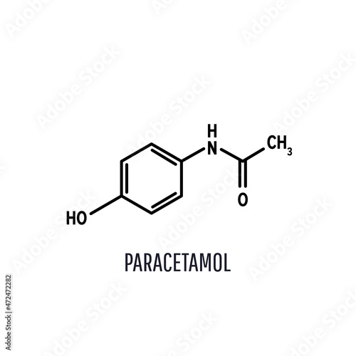Paracetamol molecular structure on white background. Vector illustration