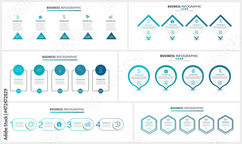Collection of business infographic. Can be used for workflow layout, diagram, number options, web design