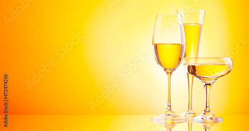 Three champagne glasses