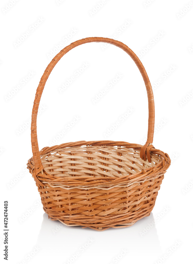 Wicker basket close up isolated on white background Wicker basket close up isolated on white background