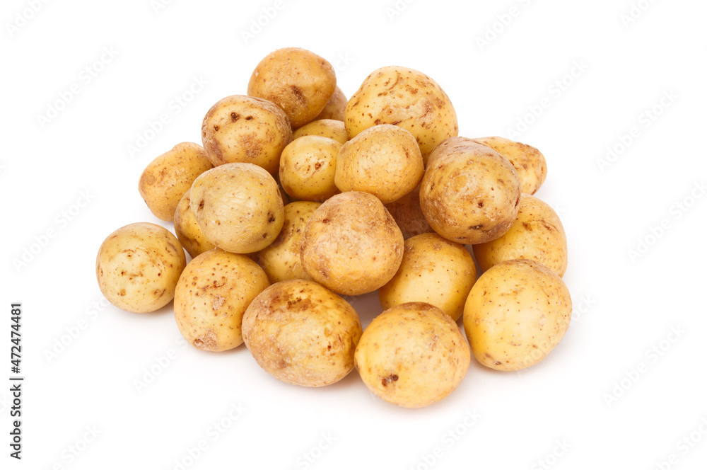 Pile of fresh potatoes on white background Pile of fresh potatoes on white background