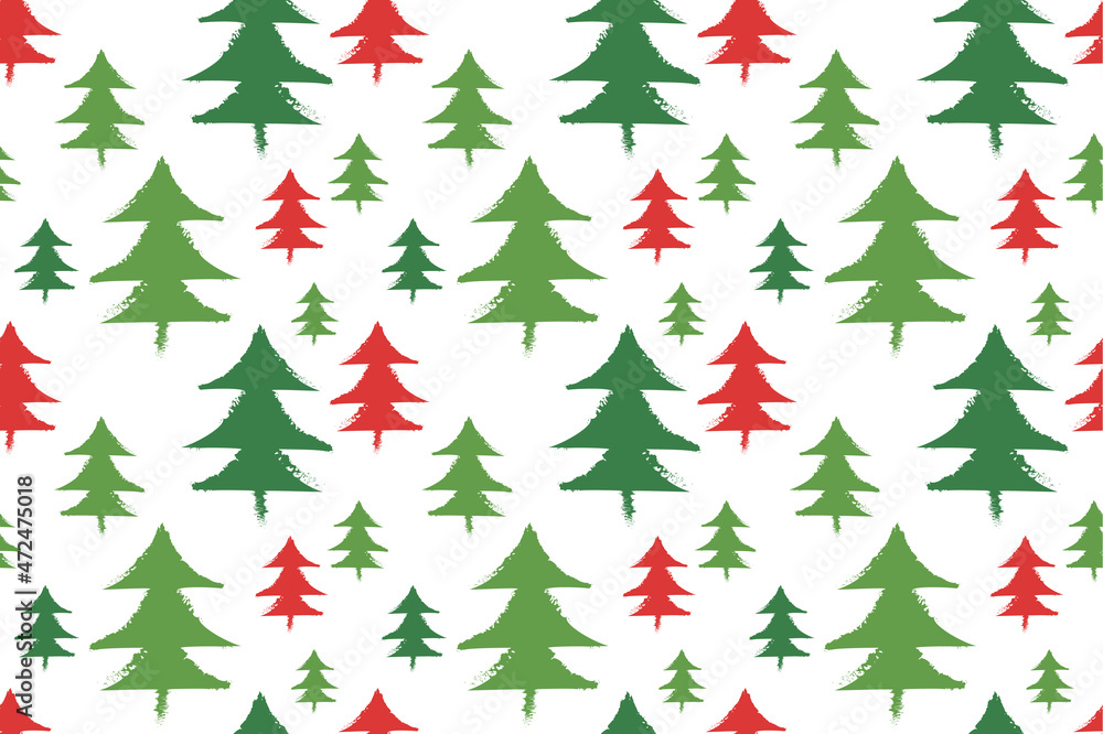 Obraz premium Christmas Pattern - Christmas Trees Background, Seamless