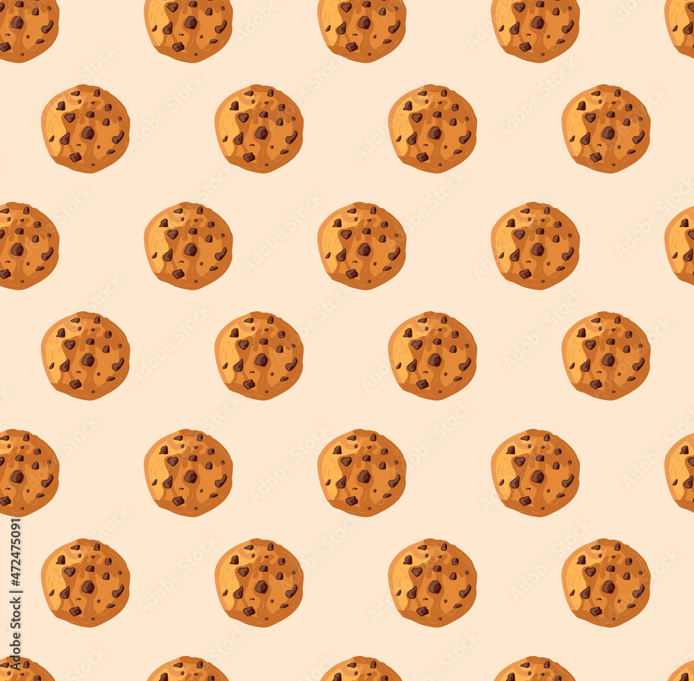 Seamless Pattern with Cookies, Colorful. Seamless Pattern with Cookies, Colorful.