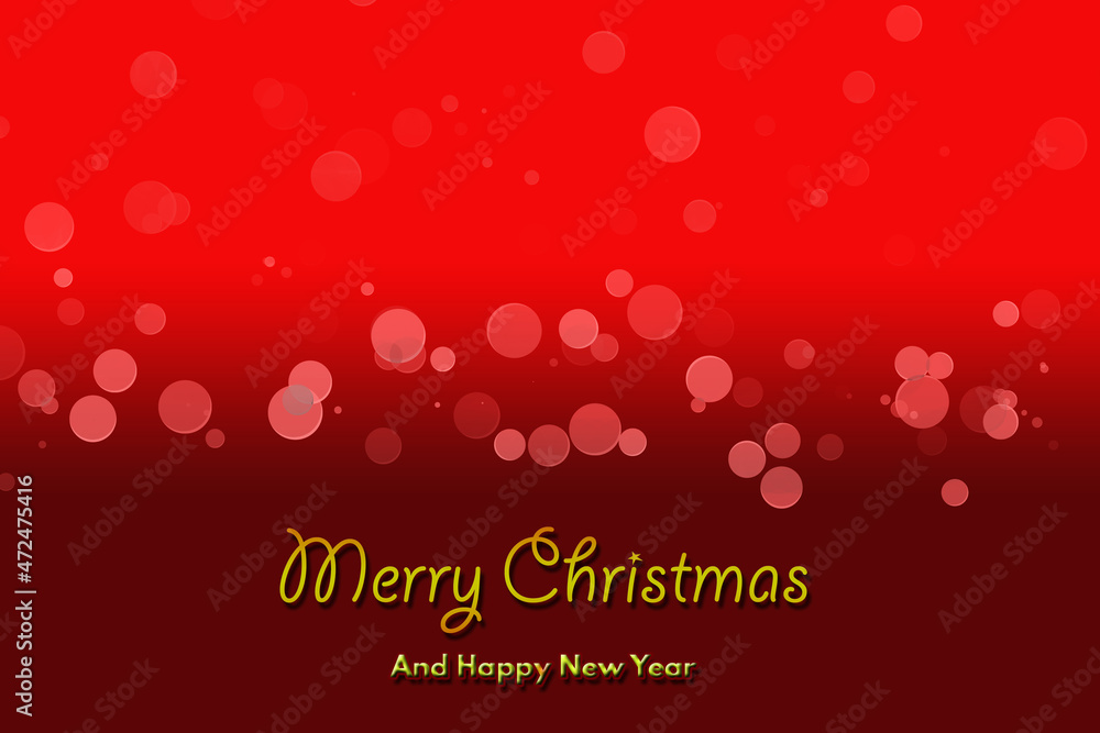 Merry Christmas card wallpaper, New Year Typographical background with winter landscape bokeh light  