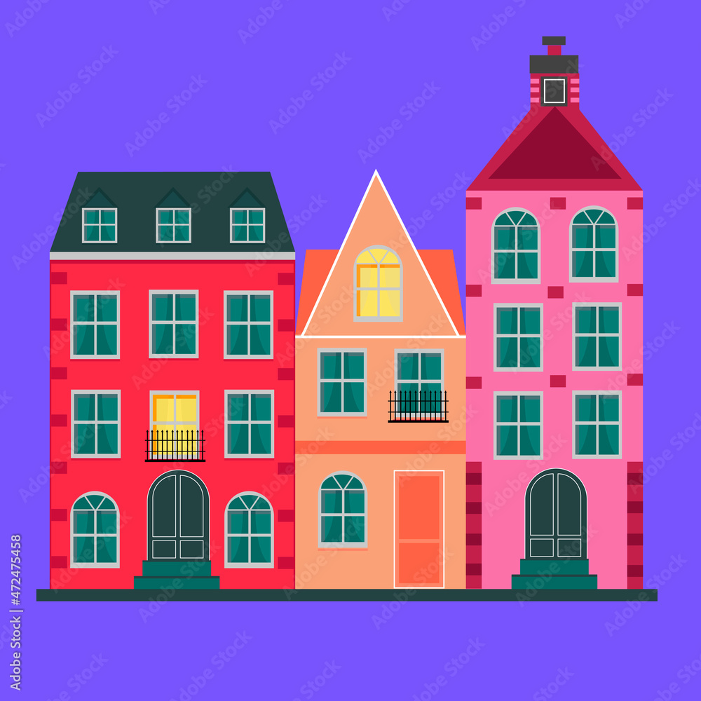 set of houses in different colors