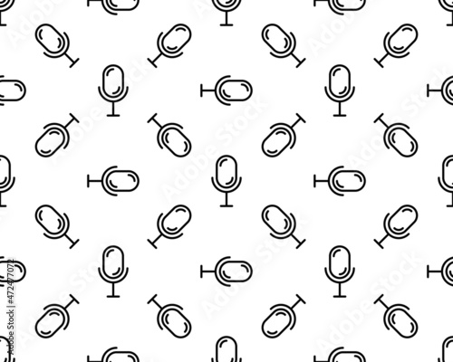 microphone, vector seamless pattern, Editable can be used for web page backgrounds, pattern fills