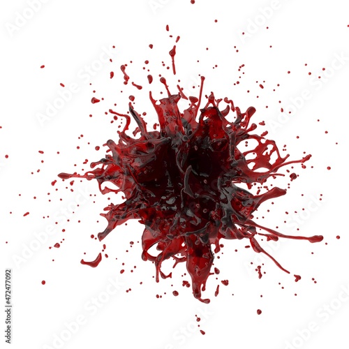 3D illustration of realistic blood splash 