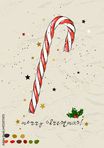 Christmas poster with candy cane Ink style.