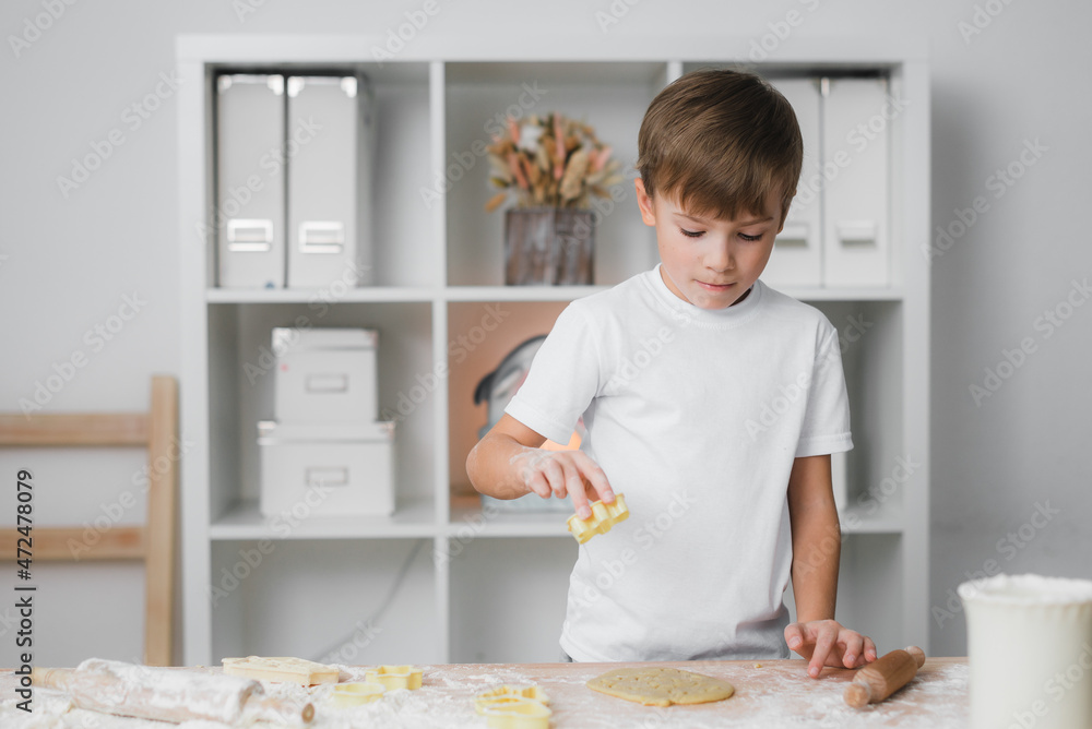 Homemade baking. Boy kid preparing cookies. Homemade baking. Boy kid preparing cookies.