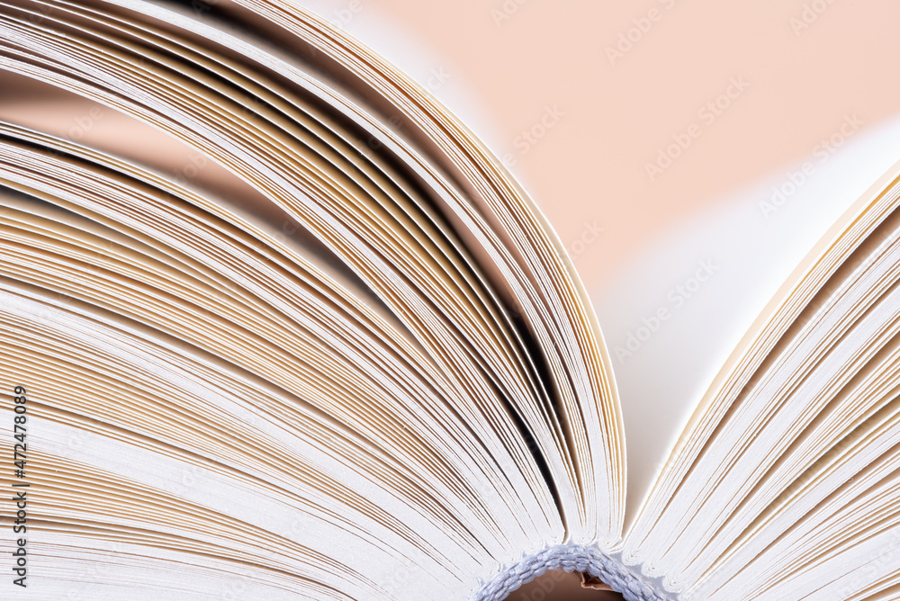 Macro view, edges of the opened book Macro view, edges of the opened book