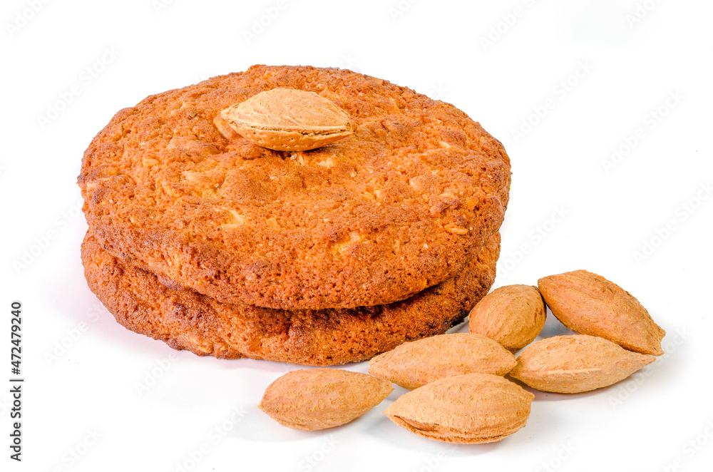 Cookies and grain almond on white background Cookies and grain almond on white background